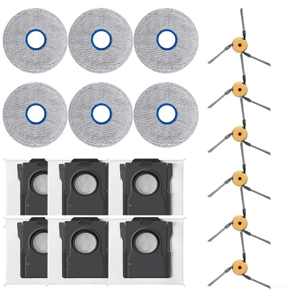 Für Dream X60 Max Ultra kompatibles Zubehör: 4, 6 oder 8 Sets Seitenbürsten, Wischtücher und Staubbeutel pro Packung (18 Stück)