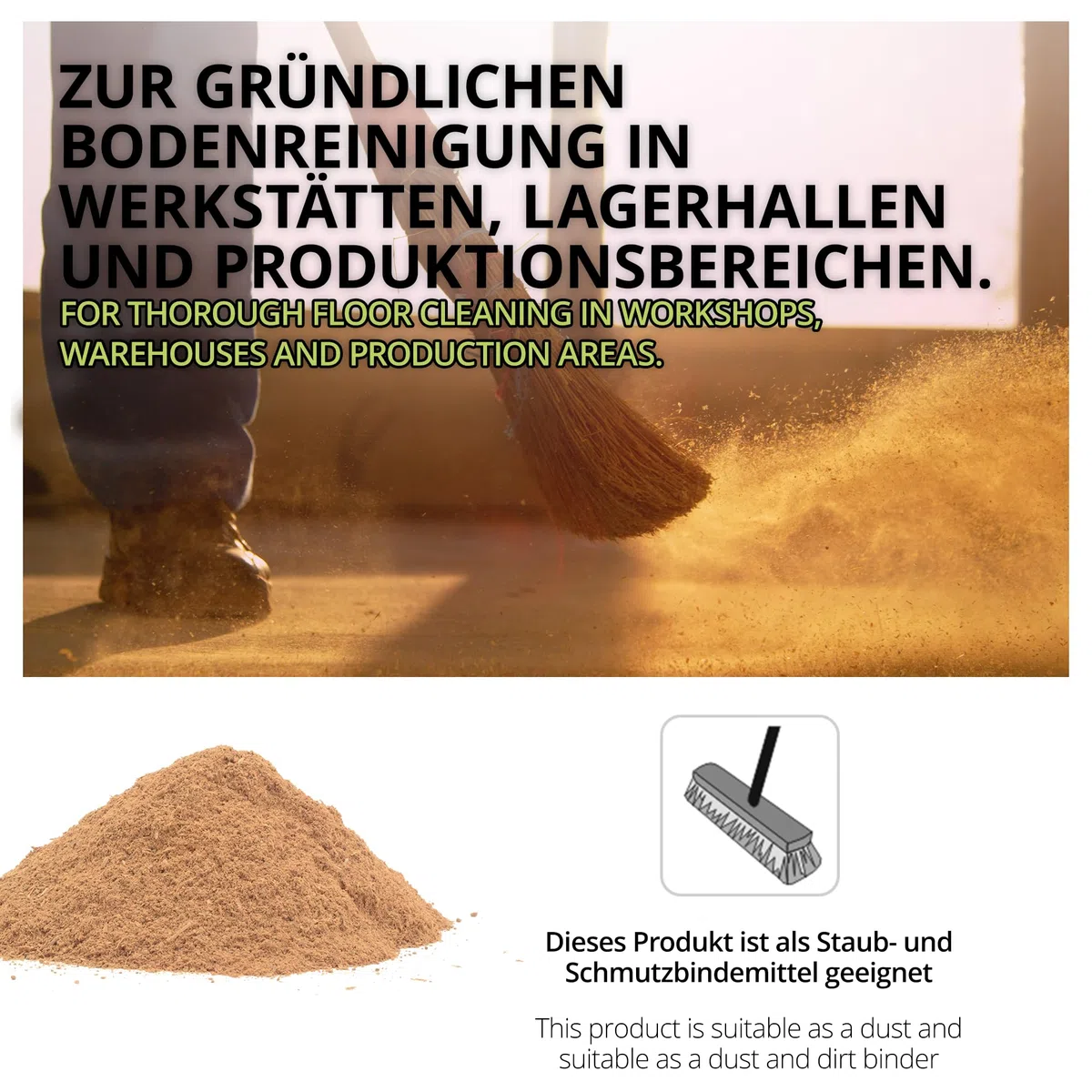 Lorito Neutralkehrspäne 25 kg, Kehrspäne staubbindend, Kehrmehl zur Bodenreinigung, Werkstatt und Industrie, Benzin, Fett und Öl binden