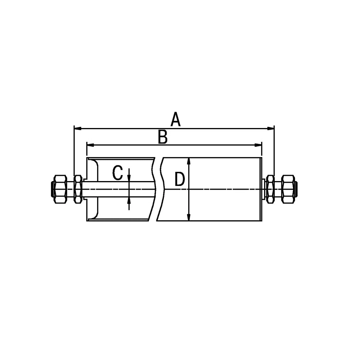 Gura | Stahl-Tragrolle | Rollen-Ø 60 mm | Gewindeachse M 12 x 20 | Länge 500 mm