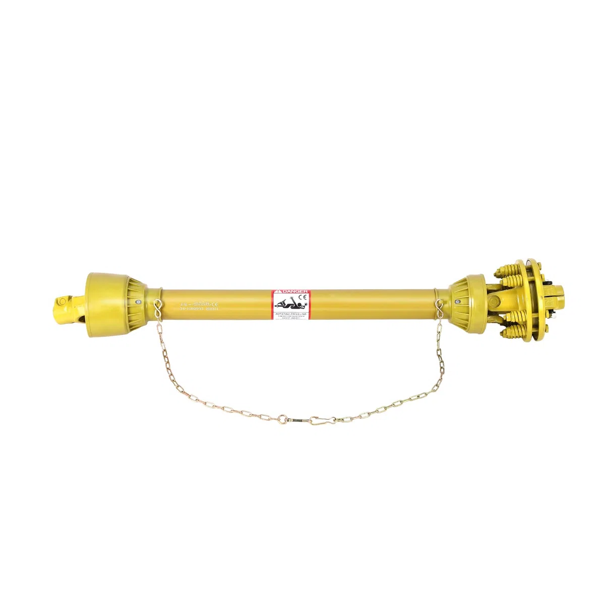 Serie 4 Zapfwelle Gelenkwelle mit Rutschkupplung, 1 3/8 Zoll 6 Zahn beidseitig, Teleskop 109–145 cm, Einsatzgehärteter Stahl, für Traktor Mulcher Kreiselmäher Sichelmäher, Schwerlast PTO Welle Gelb