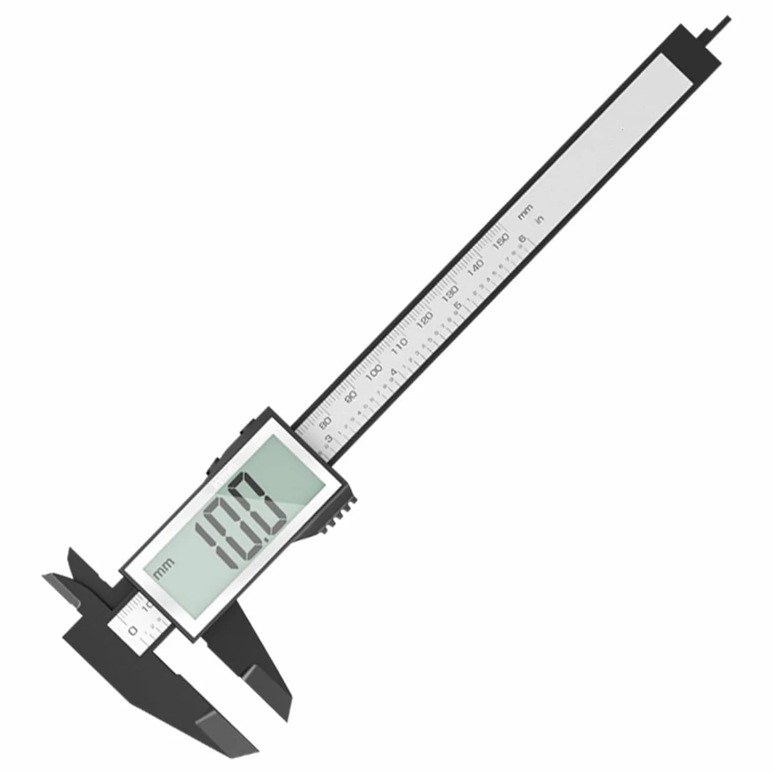 JZK 150 mm elektronischer digitaler Messschieber aus Kunststoff mit großem LCD-Bildschirm, 15 cm 6 Zoll metrische Zoll-Umrechnung, Tiefenmesser, Messwerkzeug für den Innendurchmesser
