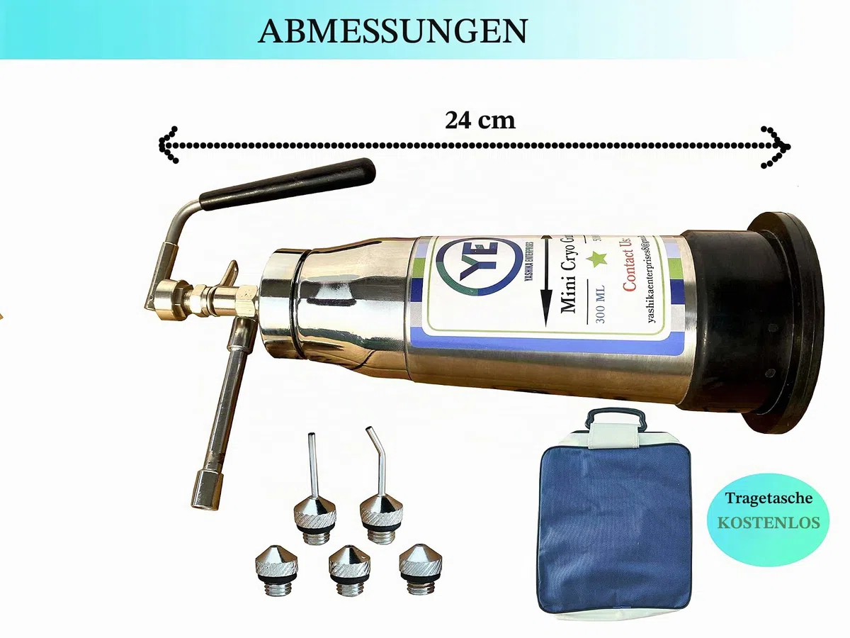 Mini Cryo Gun Flüssiger Stickstoff Spray 300ml 5 Gefrierköpfe Mini Cryo Gun CO2 Fester leerer Tank