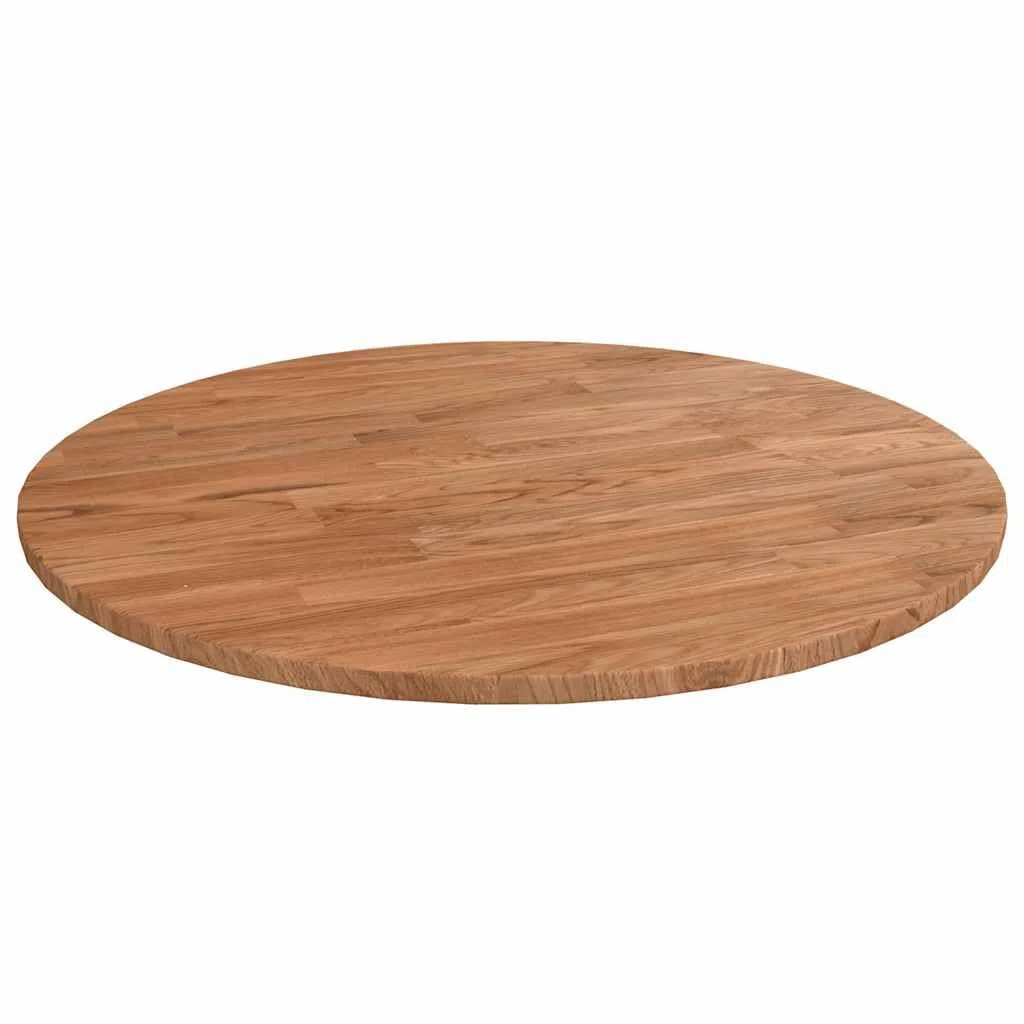 vidaXL Tischplatte, 50 cm Durchmesser x 1,5 cm Dick, Massiv-Eichenholz mit Lack, Nicht montiert, Hellbraun, rund, Ersatzplatte für Esszimmer und Küche