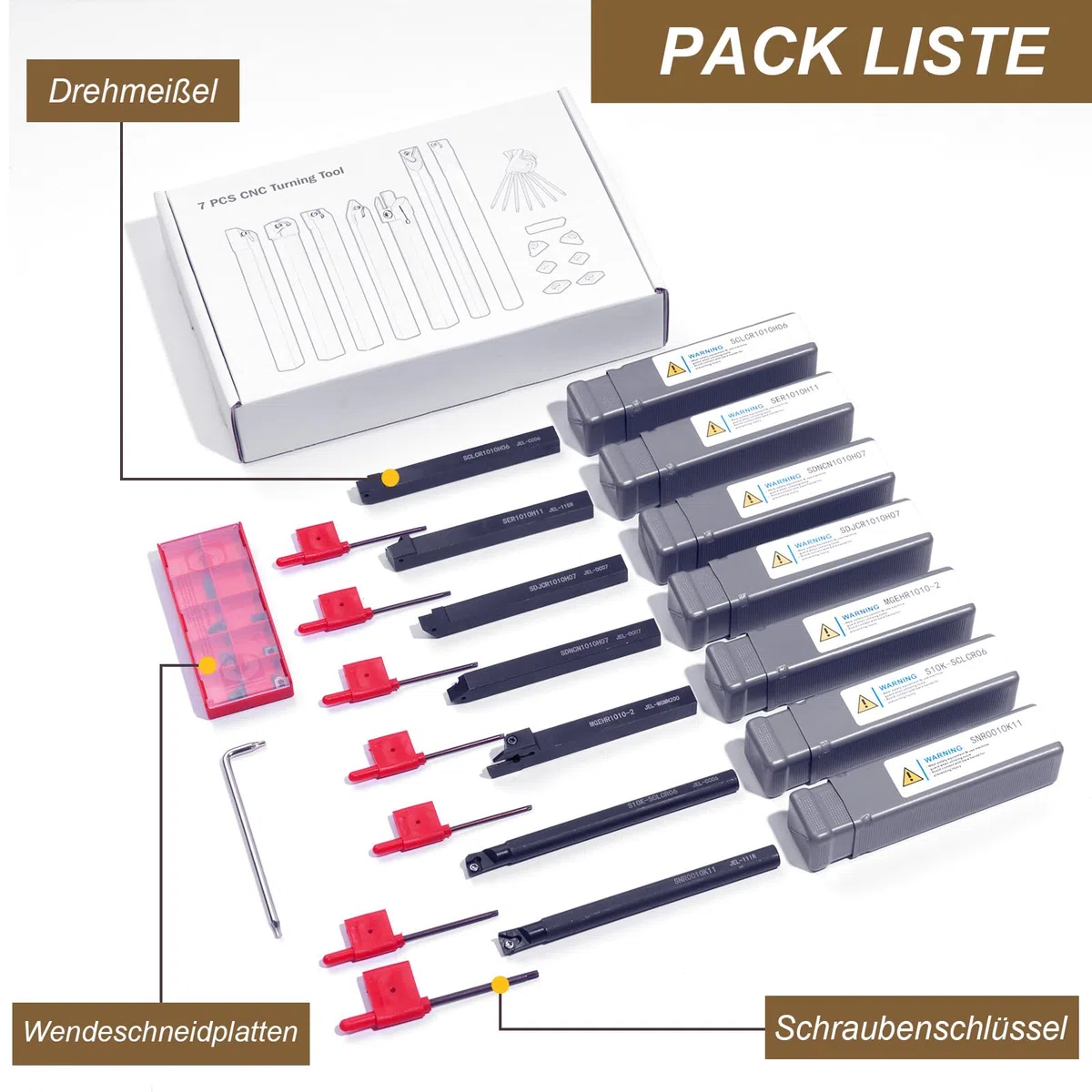 10mm Drehmeißel Set für Drehmaschine, 21 Stück Drehwerkzeughalter mit Wendeschneidplatten Werkzeughalter Set, CNC Drehstahl Zubehör für Metallbearbeitung