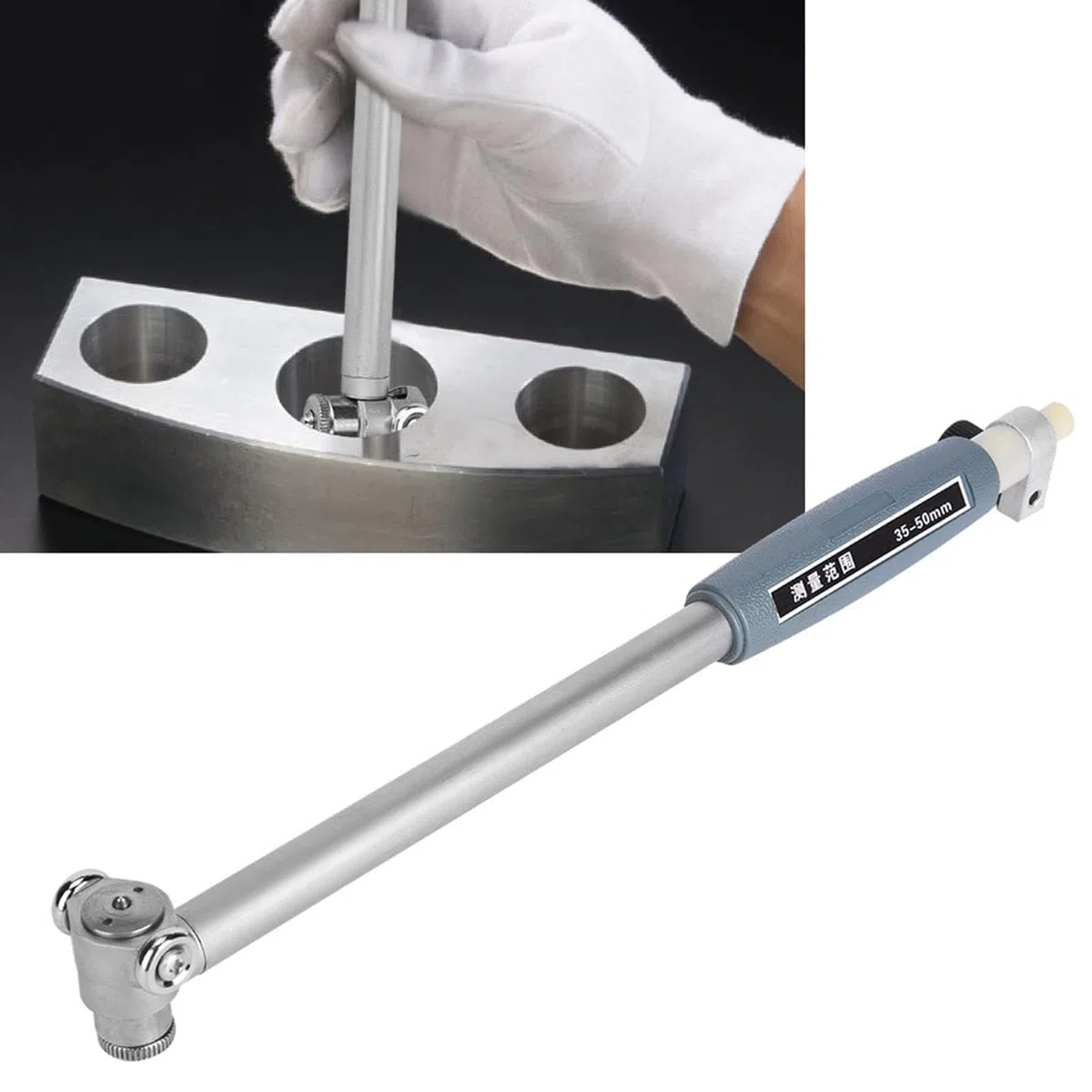 Präzisions-Bohrungsmesswerkzeug, 35-50mm Innendurchmesser-Messgerät Aus Aluminiumlegierung, Messuhr Mit 0,01mm Genauigkeit, Inklusive 2 Messspitzen (35-50mm)