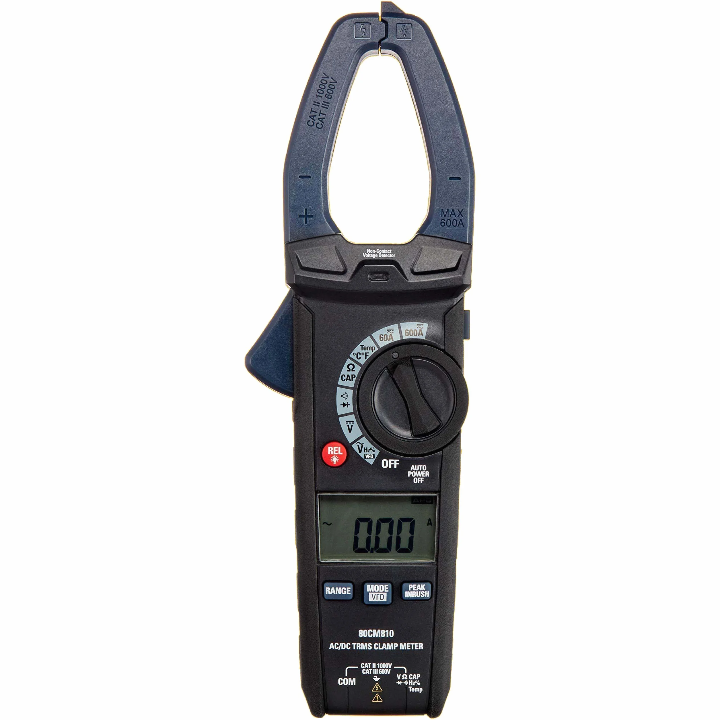 Amazon Basics Klemmmessgerät, 600 A AC/DC, True RMS, NCV, Taschenlampe, 6.000 Counts, Schwarz