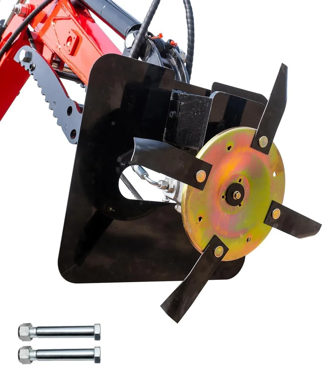 Rotationsmähwerk für Minibagger 1–2 t, mit 2 Bolzen | 90mm Spannweite, Rasenmäher Zubehör für Bagger, verschleißfest, robust für Gras, Bauernhöfe, Unkraut & Geländepflege