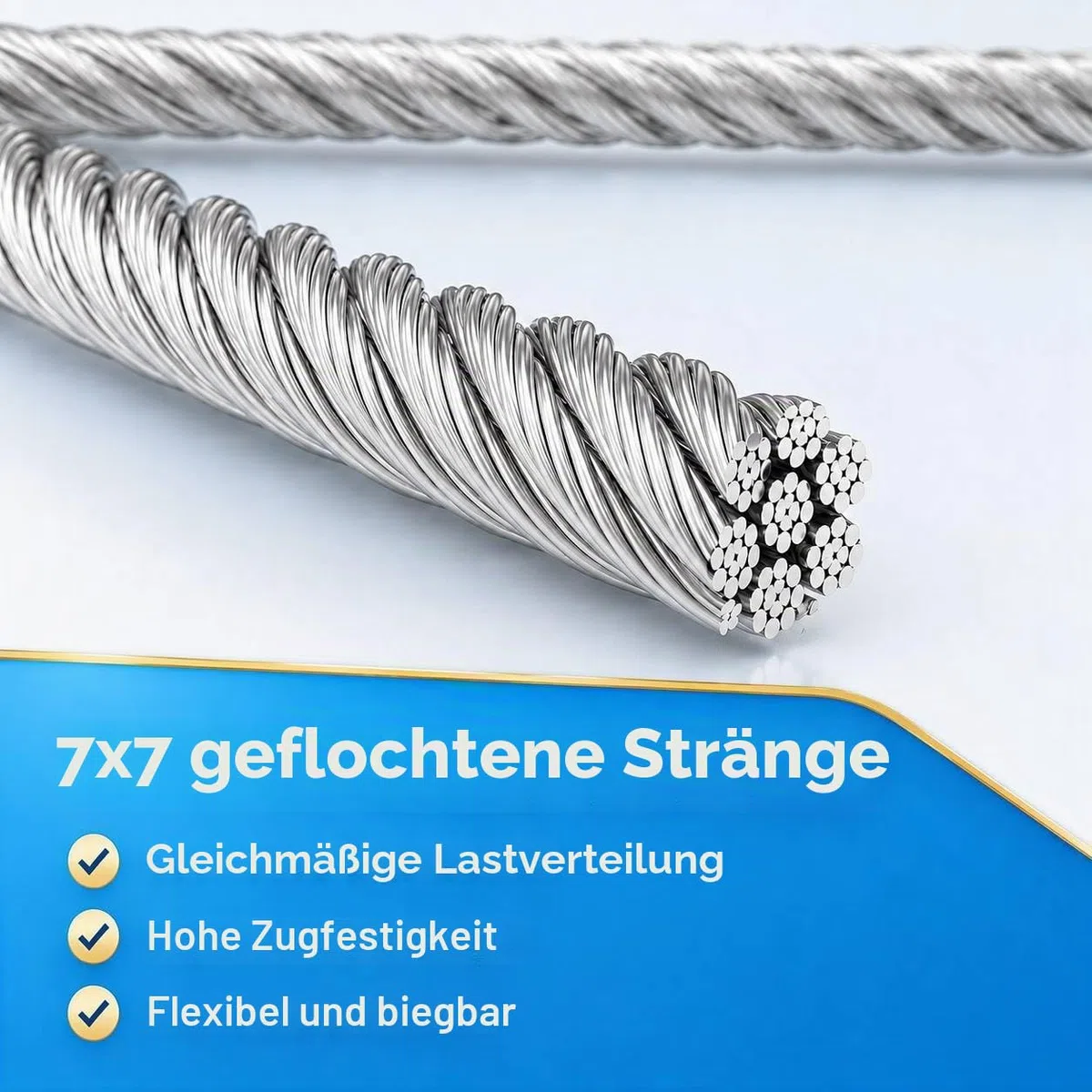 Stahlseil 5mm Set, 30m verzinktes Drahtseil mit Seilklemme und Kausche, 7x7 Litzenkern Stahlkabel für Zaun, Schuppen, Sonnensegel, Rankhilfen für Kletterpflanzen