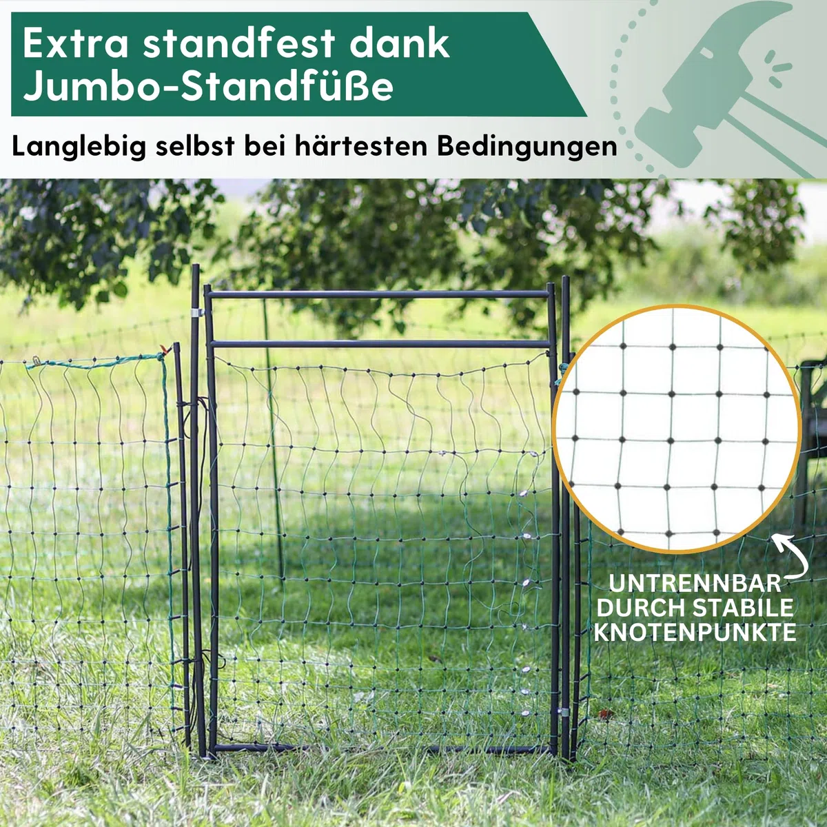 Agrarzone Tür für Weidezaunnetz bis 125 cm Zauntür Weidezaun Hühner Tor | 86 cm Öffnungsbreite, elektrifizierbar, Weidetor, Weidezaun