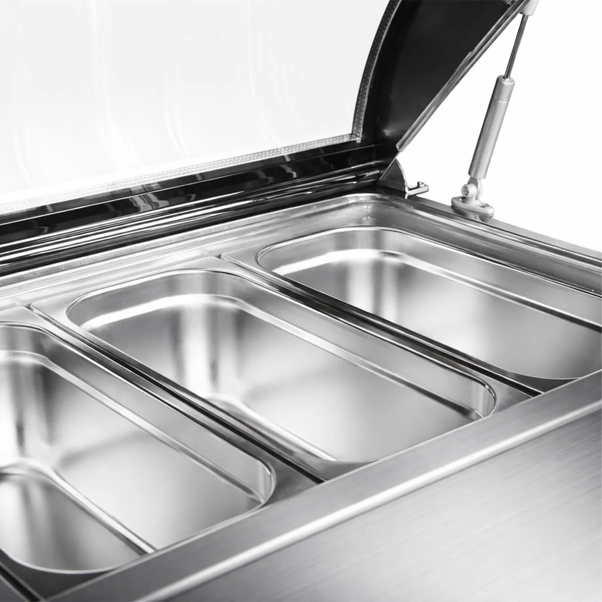 GGM Gastro | EAVNR87N | Tisch-Eisvitrine - 870mm - Statisch - für 4x 5 Liter Eisbehälter - gerader Deckel - Deckelöffnung zur Bedienseite