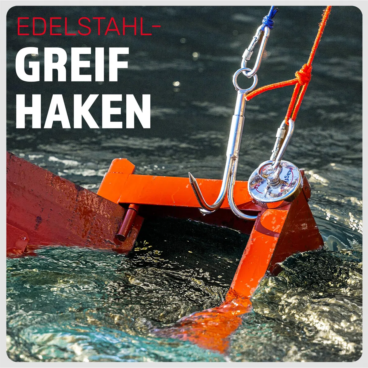 MAGFISHION Magnetfischen Set - 400 KG - Ø90mm - Neodym Magnet mit 2 Seilen, Greifhaken, Handschuhe - Magnet Fischen Angel - Ösenmagnet - Fishing Magnetangel - Magnetangeln Set