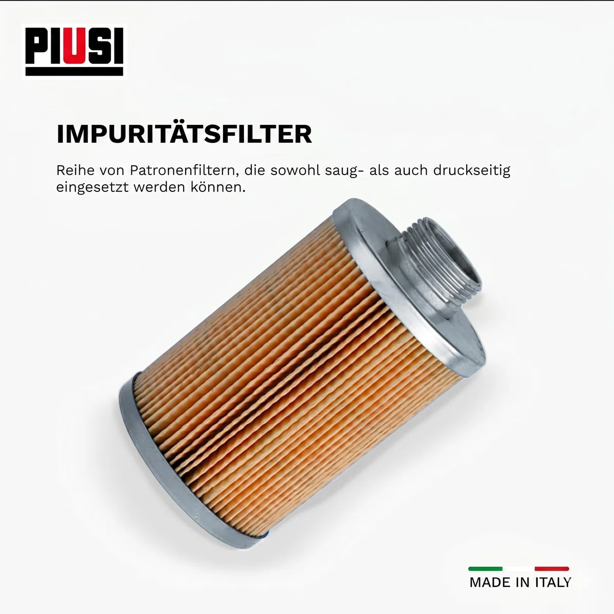 PIUSI Diesel-, Benzin- und Ölfilter mit austauschbarer Patrone, Komplettset Kopfstütze + 2x Patronen, Durchflussrate 100 l/min, Druck 5 bar, 5 Mikron Filterung | Clear Captor F00611B00