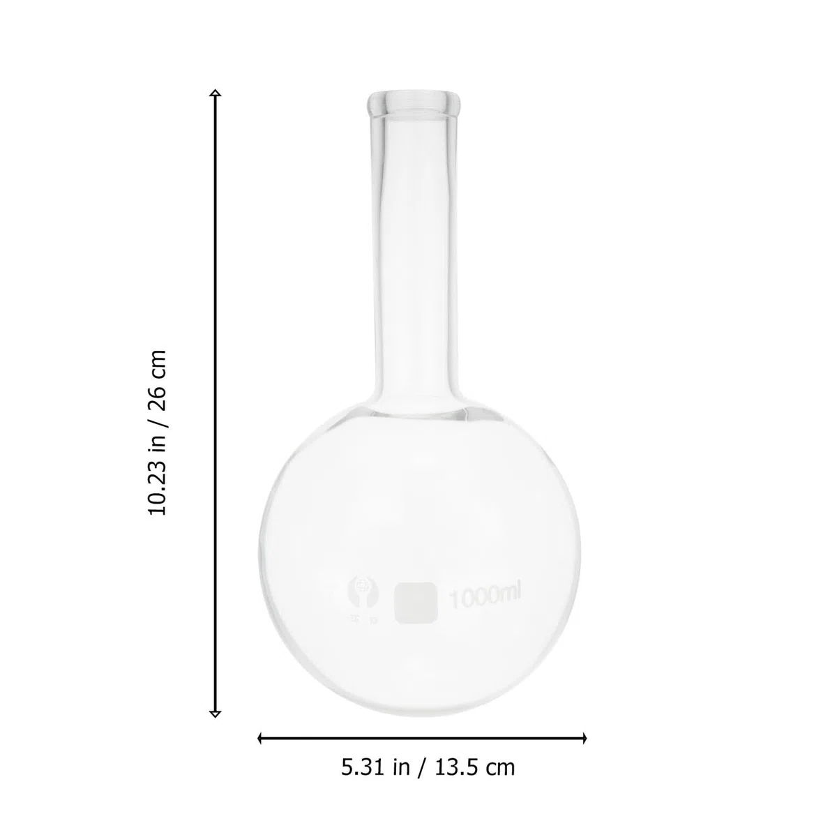 SHERCHPRY Rundkolben aus Glas 1000ml mit Flachboden und Dünnem Hals Hitzebeständig und Grate für Laborbedarf und Wissenschaftliche Experimente