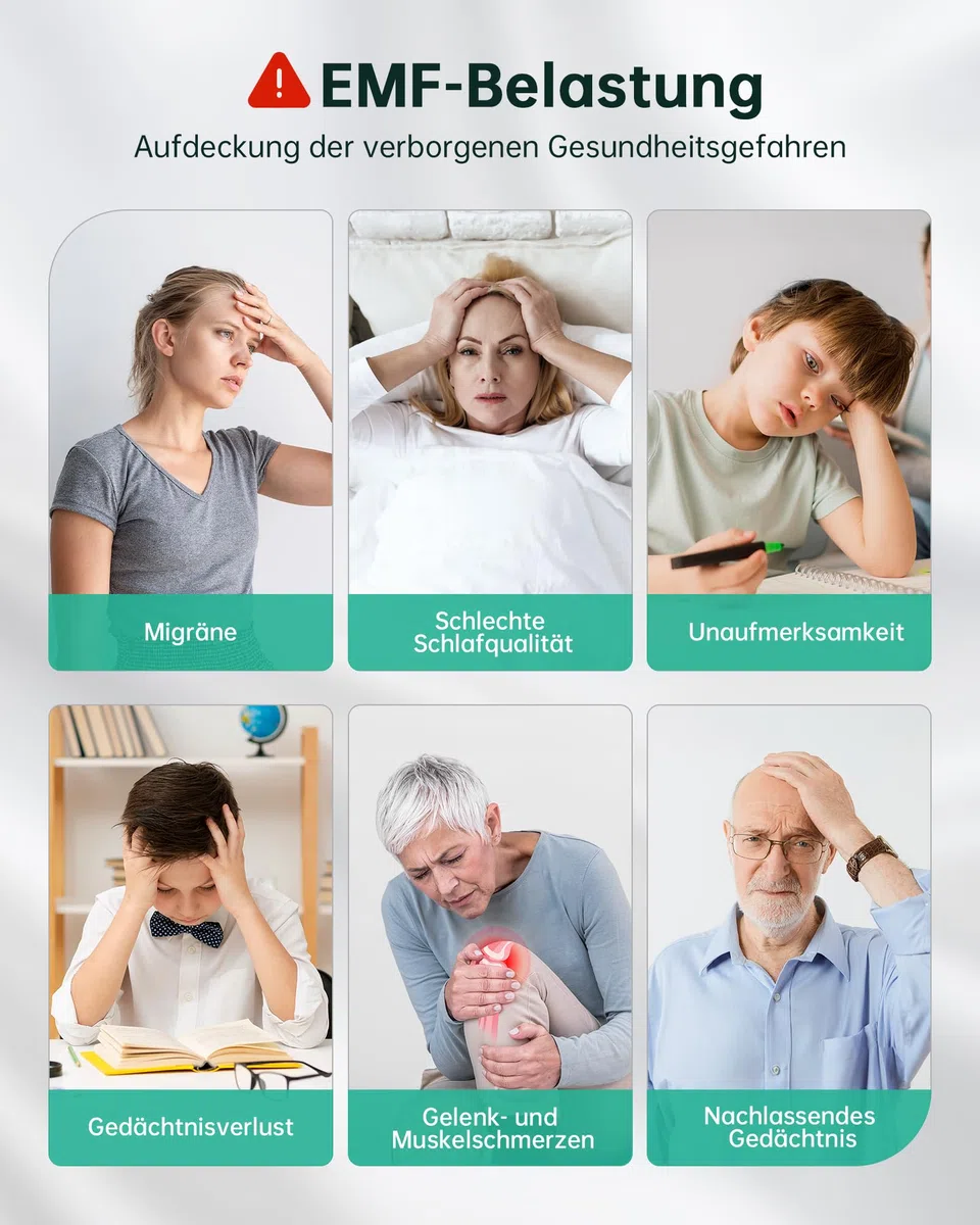 ERICKHILL EMF Messgerät, 3-in-1 Tragbares Elektrosmog Messgerät & Geisterjagd Equipment für RF, EF, MF & WLAN, Strahlungsmesser mit 3-Farben Alarm, Wiederaufladbarer Akku für Zuhause, Büro & Outdoor