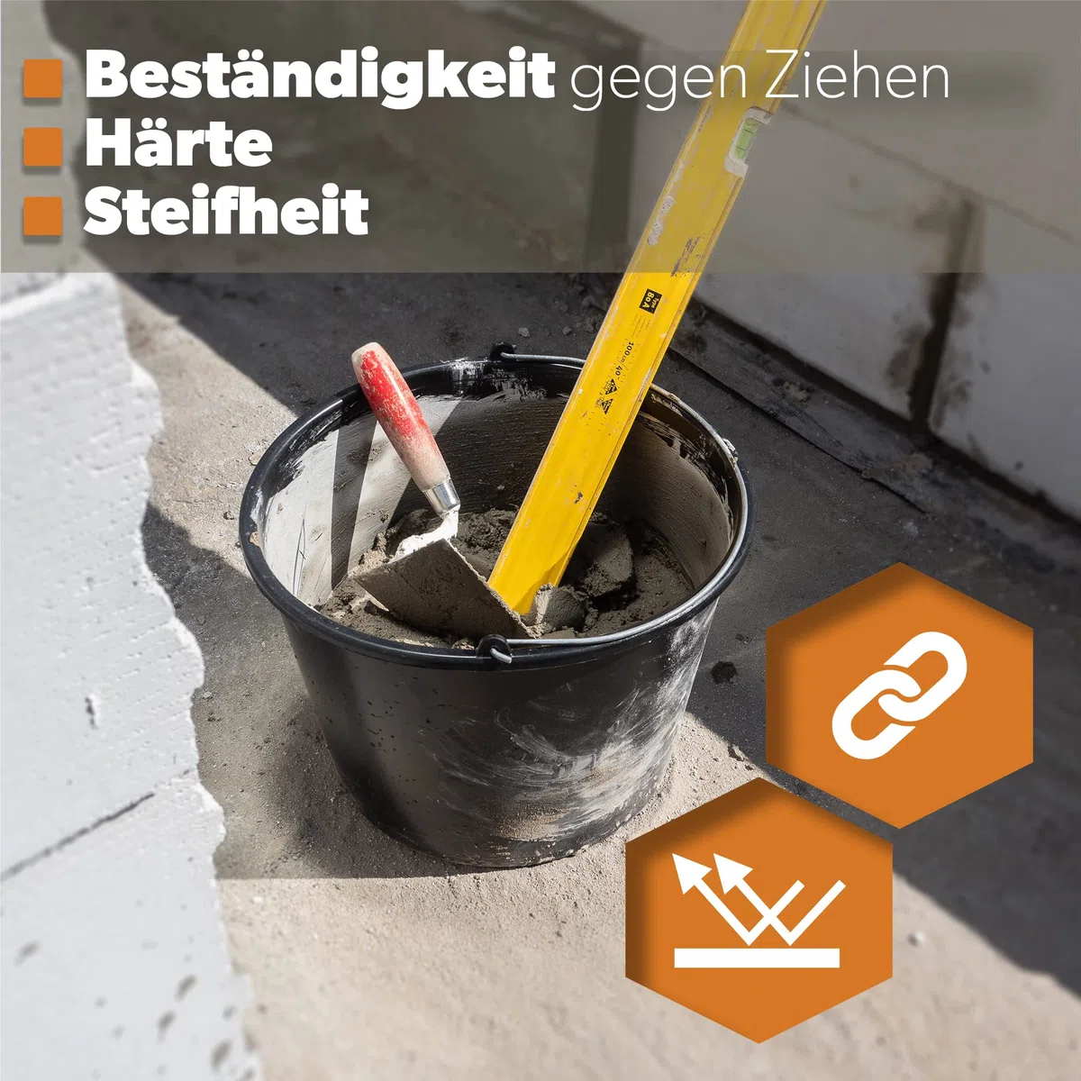 KADAX Baueimer, 20L, Mörteleimer aus Kunststoff, runder Eimer für Baustelle und Garten, Stabiler Wassereimer, Zementeimer mit Griff aus Metall, Mörtelkasten, schwarz, Putzeimer (12)