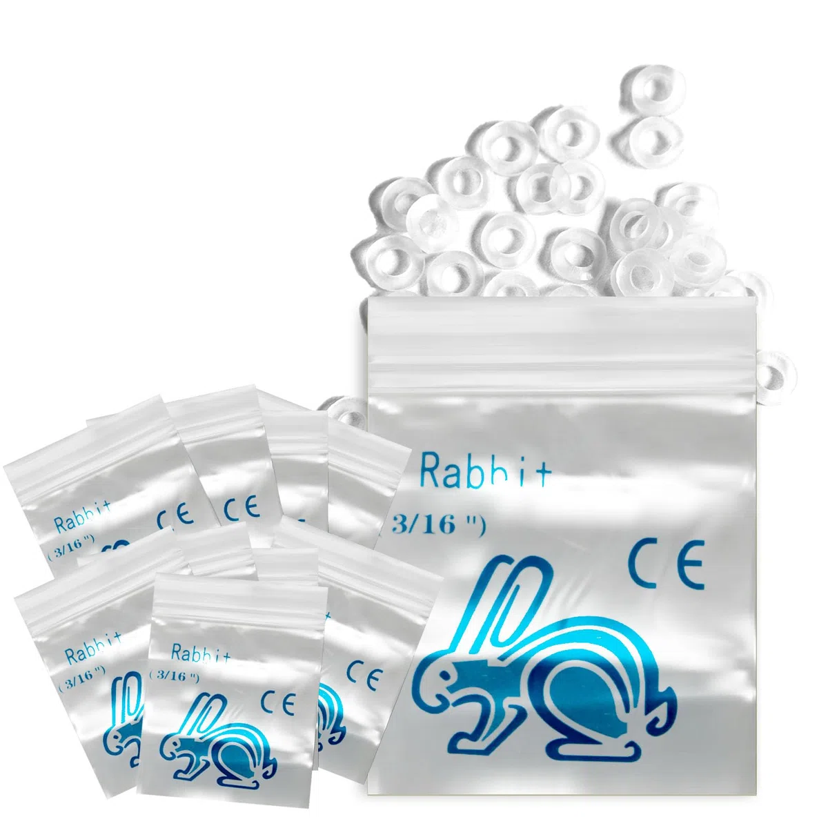 LA MIERE Kieferorthopädische Zahnspangenbänder, latexfrei, transparent, 100 Stück, elastisch, mittlere Größe, 142 g, 4,8 mm