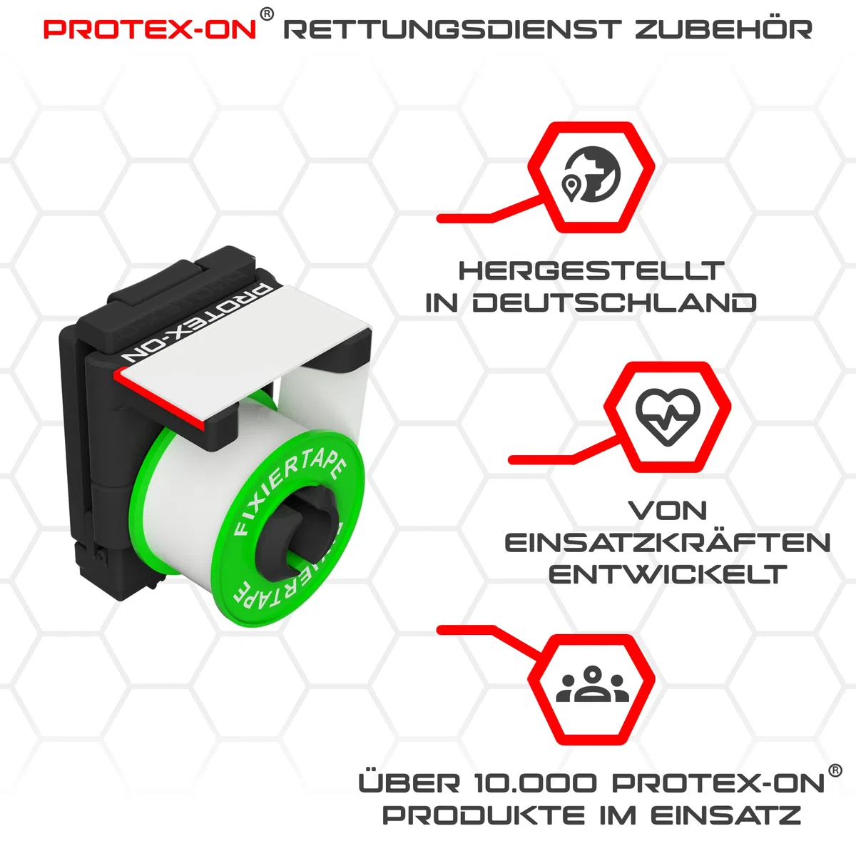 PROTEX-ON Leukoplast-Halter für Rettungsdienst – Einhand-Tape-Halter mit Gürtelclip (Variante 2: Trageweise rechts)