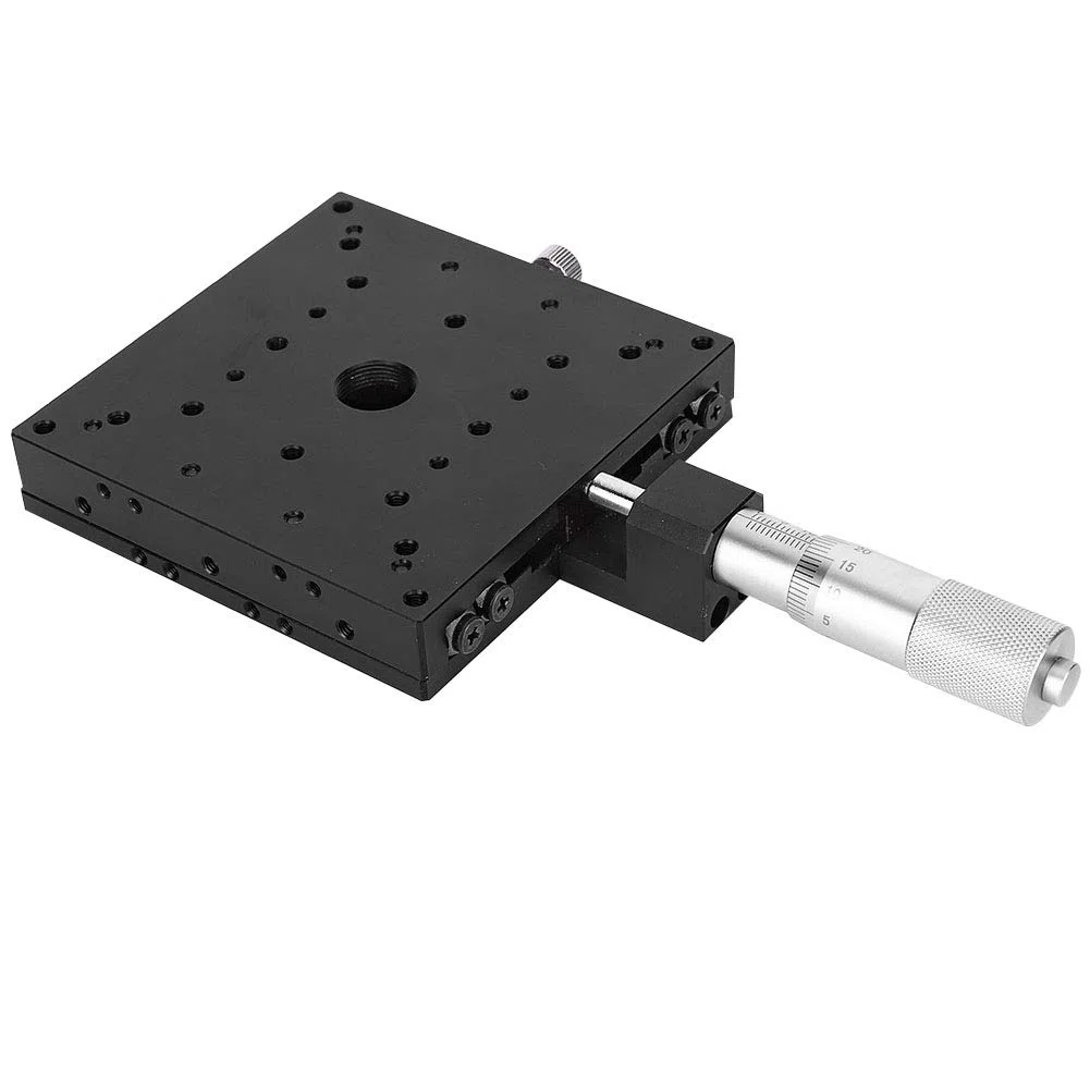 SEMX100-AC Manueller X-Lineartisch, 0,01 mm Präzisions-Mikrometer-Feinabstimmung, Gleittisch, Kreuzrollenführung, X-Achsen-Linearpositionstisch, 3,9 x 3,9 Zoll