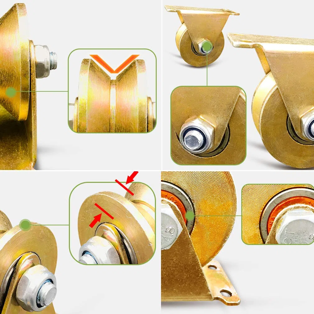 V-Nut-Rad, 4-teilige V-Nut-Lenkrolle – Tragkraft 6613 lbs, Stahlschienenrad for Schiebetüren/Kräne/Industrieanlagen(1.2in)