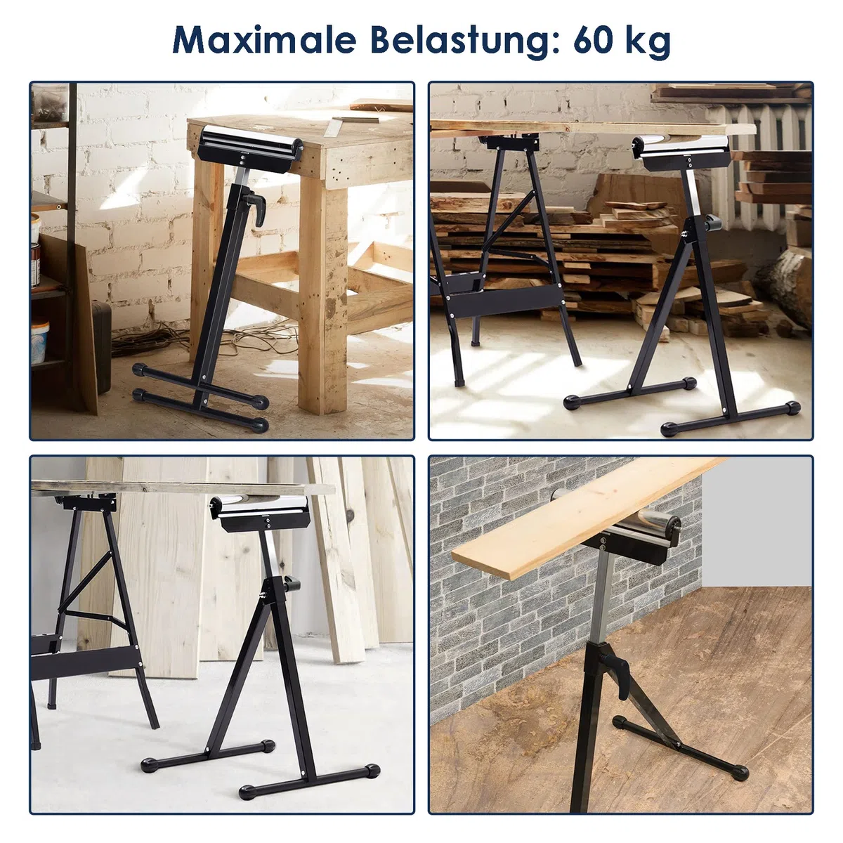 Lospitch 2x Rollenbock Stützbock Klappbock, 68-108 cm Verstellbarer Rollenständer bis 90 kg Tragkraft