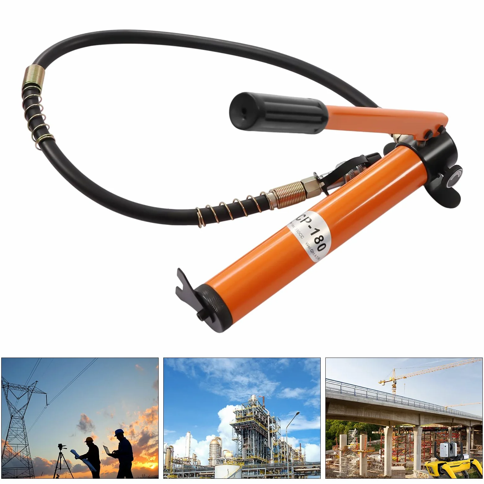 CP-180 Manuelle Hydraulikpumpe Handpumpe Schlauchkupplung für 10T/20T Hydraulikzylinder Hydraulische Rohrbieger Ölspeicherkapazität 350cc Kompakt und