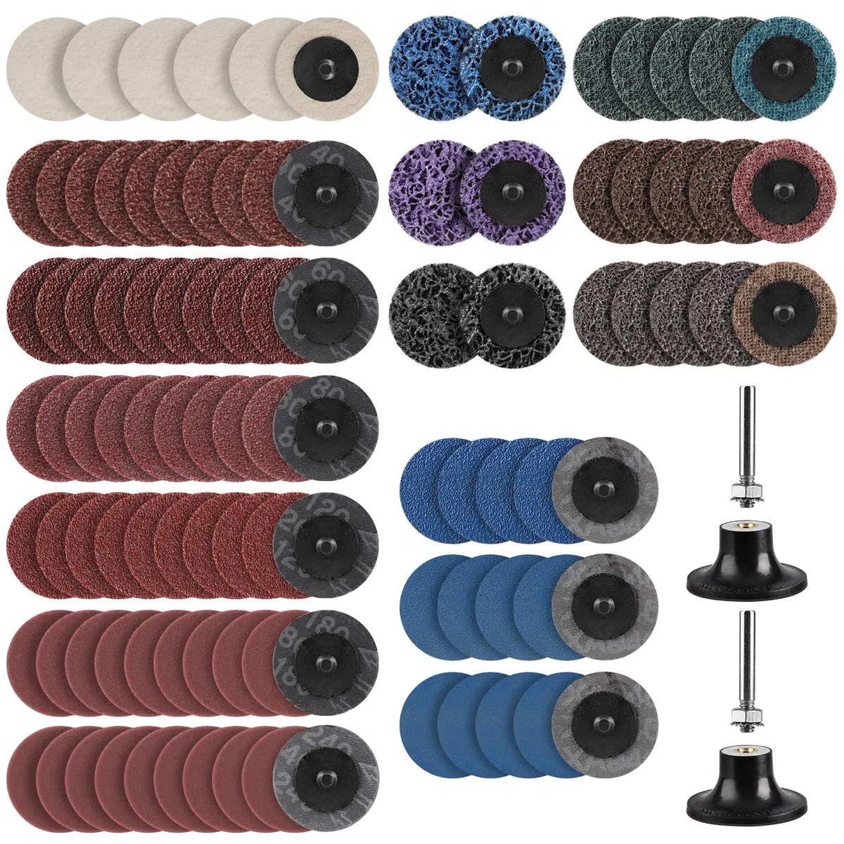 104PCS Schleifwerkzeug-Set, 2 inch (50mm) CSD-Scheiben, Nylongewebe-Scheiben zum Schleifen, Polieren, Entzundern, für Metall, Stahl, Edelstahl