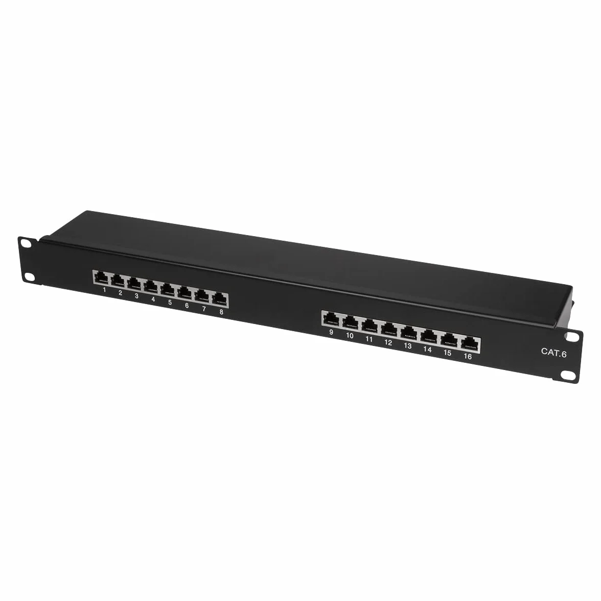 Logilink Professional EconLine Cat.6 (250 MHz) Patchpanel - Verteilerfeld, 19", STP (geschirmt) 16-Port (RJ45), NP0057, Schwarz