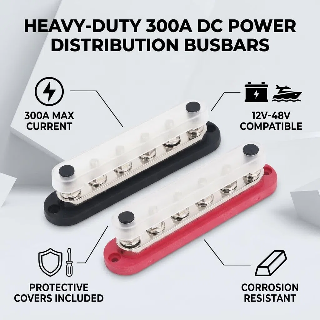 SEAFRONT 2 Stück M8 300 A 12-48 V Sammelschienen-Stromverteilungsblock Automotive Marine Batterie Sammelschienenklemmenblock mit Abdeckung