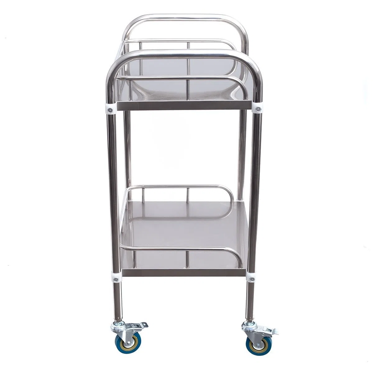 Allpax Labor-Rollwagen aus Edelstahl mit 2 Ablagen und Lenkrollen, 500 x 400 x 860 mm, 100 kg Tragfähigkeit - Abräumwagen, Servierwagen, Transportwagen, Küchenwagen