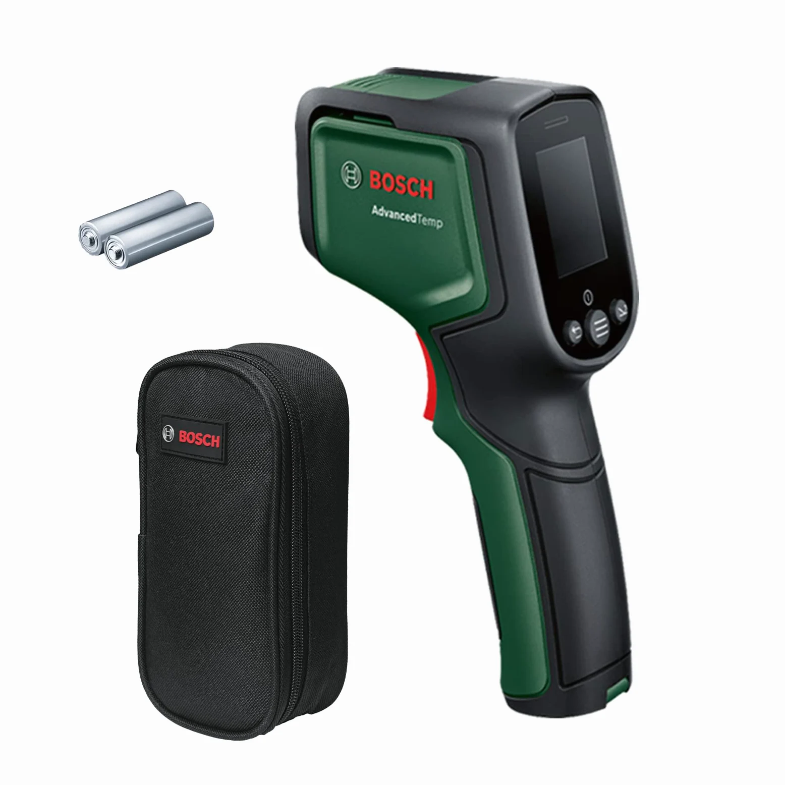 Bosch Infrarot Thermometer AdvancedTemp (-30°C bis +500°C, mit integrierter Schimmel- und Wärmebrücken-Erkennung, LED-Anzeige für einfache Interpretation, Gehäuse aus recyceltem Material, im Karton)