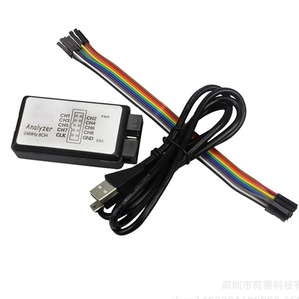 Logic Analyzer 8 CH, USB Logic Analyzer Gerät mit USB-Kabel 24MHz 8-Kanal UART IIC SPI Debug