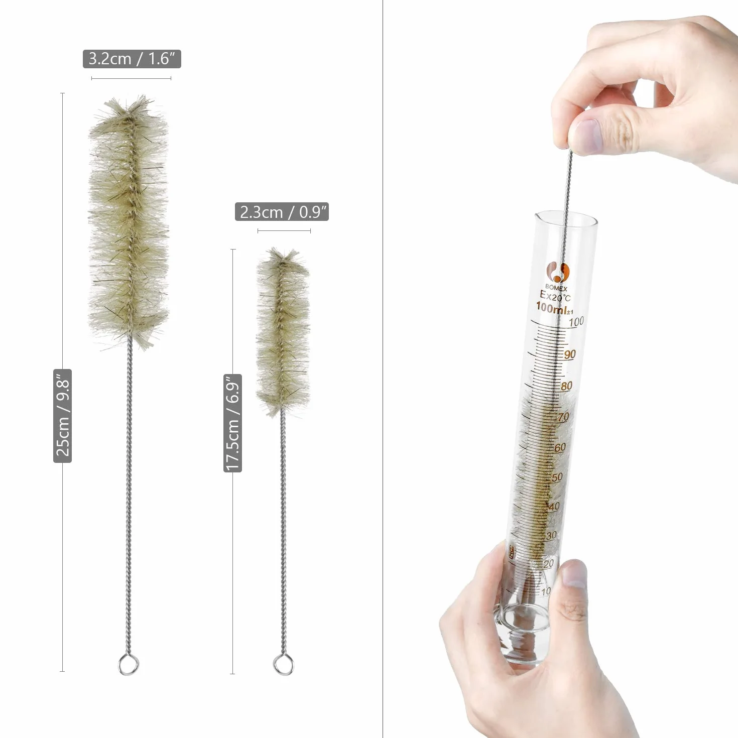 3 Stück Dropper Tropfpipette 4 Pcs Borsilikatglas Meßzylinder, Glasrührstab und 2 Pcs Bürst für Reagenzglas