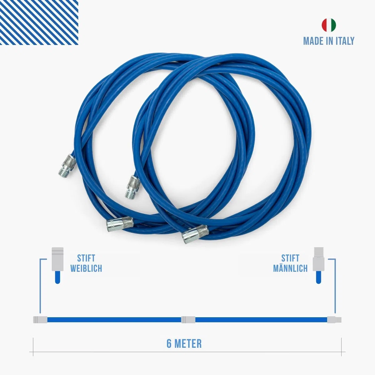 Pelletofen Reinigungsset Flex | Ofenrohr Schornsteinreinigung Ø 80/100/120 mm | 6 m Verlängerung beschichteter Stahl | M12-Anschluss, kompatibel BARETTO Spazzole