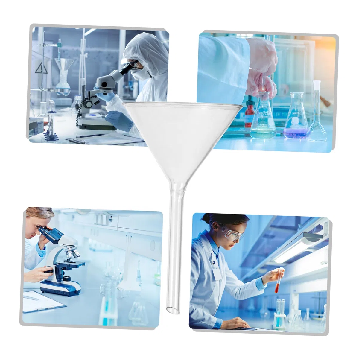 4 Stück Glasfiltertrichter Klein aus Glas mit Kurzer Stiellänge Widerstandsfähig gegen Chemische Angriffe und Thermische Schocks für Laborzwecke und Analytische Chemie