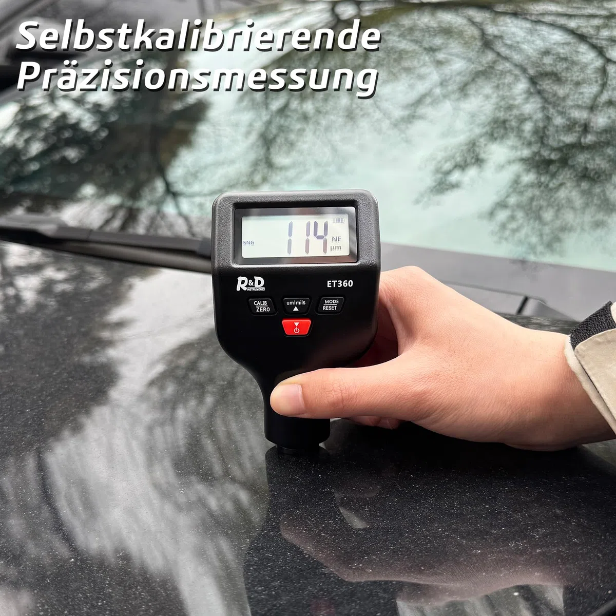 Lackmessgerät Auto RDINSCOS Schichtdickenmessgerät Autolack Lackdickenmessgerät für Auto Car Karosserie 0-1500μm LCD Display Für Eisen Aluminium und Zinkdetektion