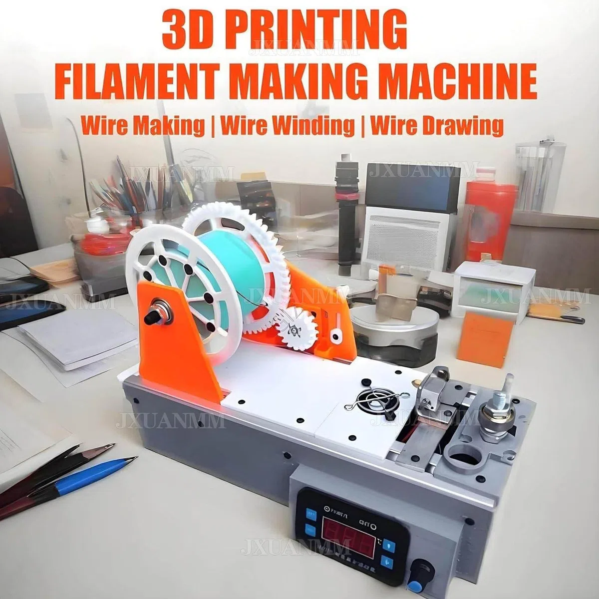 3D-Drucker-Extruder-Filament-Maker-Maschine, Desktop-Filament-Maker-Maschine, Digitale Temperaturregelung, recycelte PET-Flaschen-Recycler, für Familien, Heimwerker White