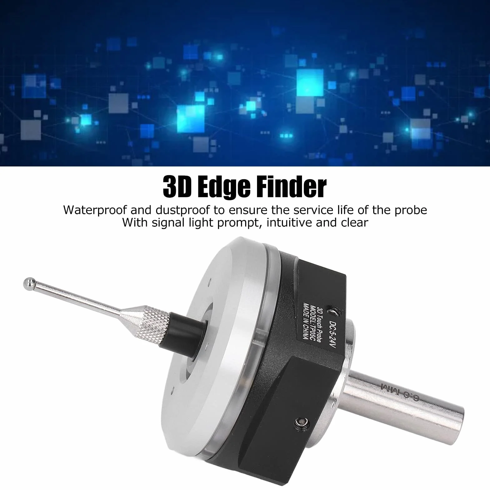 Kantentaster, hochpräziser 3D-Kantentaster DC 5~24 V Anti-Rollover Flat Design mit 6 mm Wolframstahlkugel für CNC-Ausrüstung