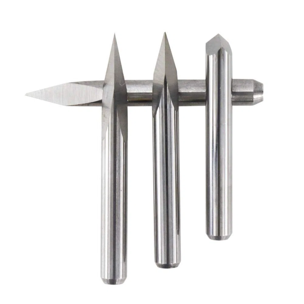 3 Randpyramide Gravur Bits 10 stücke 30/30/40/45/60/90 Grad Tipp 0,1-0,3 mm 3.175mm Schaft CNC 3D Frässchneider-10 stücke 45dx0.3mm.
