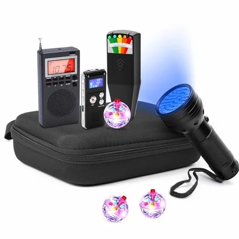 Professionelles 8-teiliges Geisterjagdausrüstungs-Set, Geisterjagd-Kit für paranormale Forschung, komplette Geisteruntersuchungsausrüstung mit EMF-Messgerät, Spirituosenbox und Rekorder