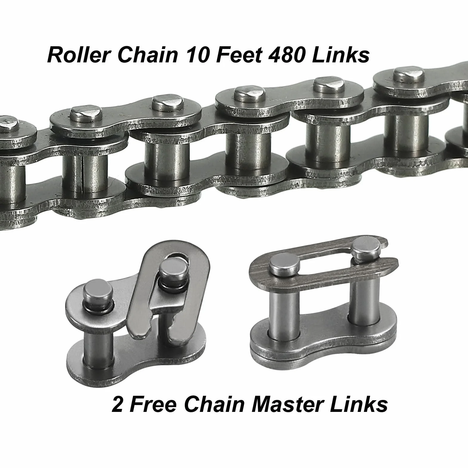 sourcing map #25/04C-1 Rollenkette, 3 m, 0,6 cm Teilung, Karbonstahl, Rollenketten mit 2 kostenlosen Master-Verbindungsgliedern für Mini-Bikes, Motorräder, 480 Glieder