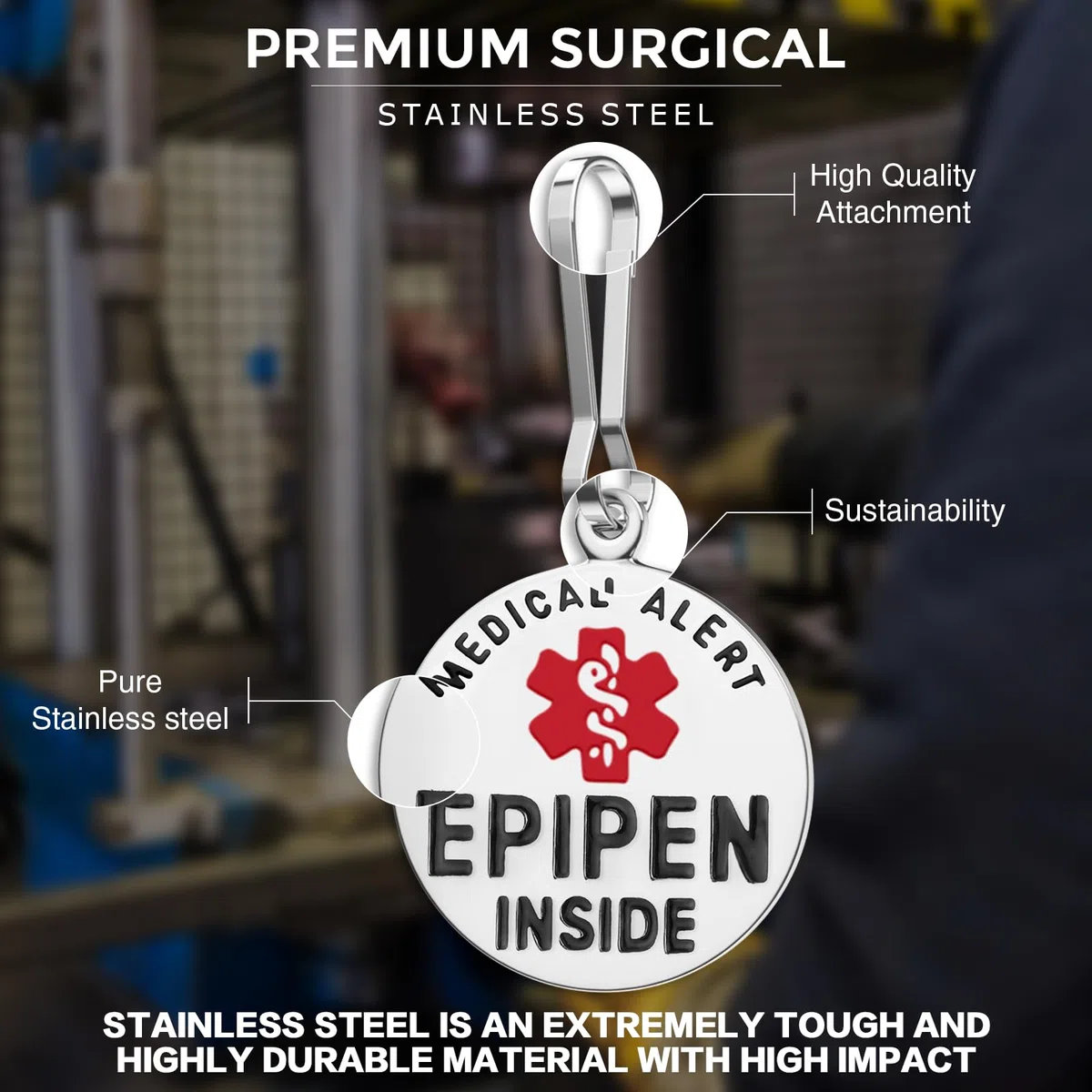 Divoti Stainless Steel EpiPen Inside Bag Tag - Style