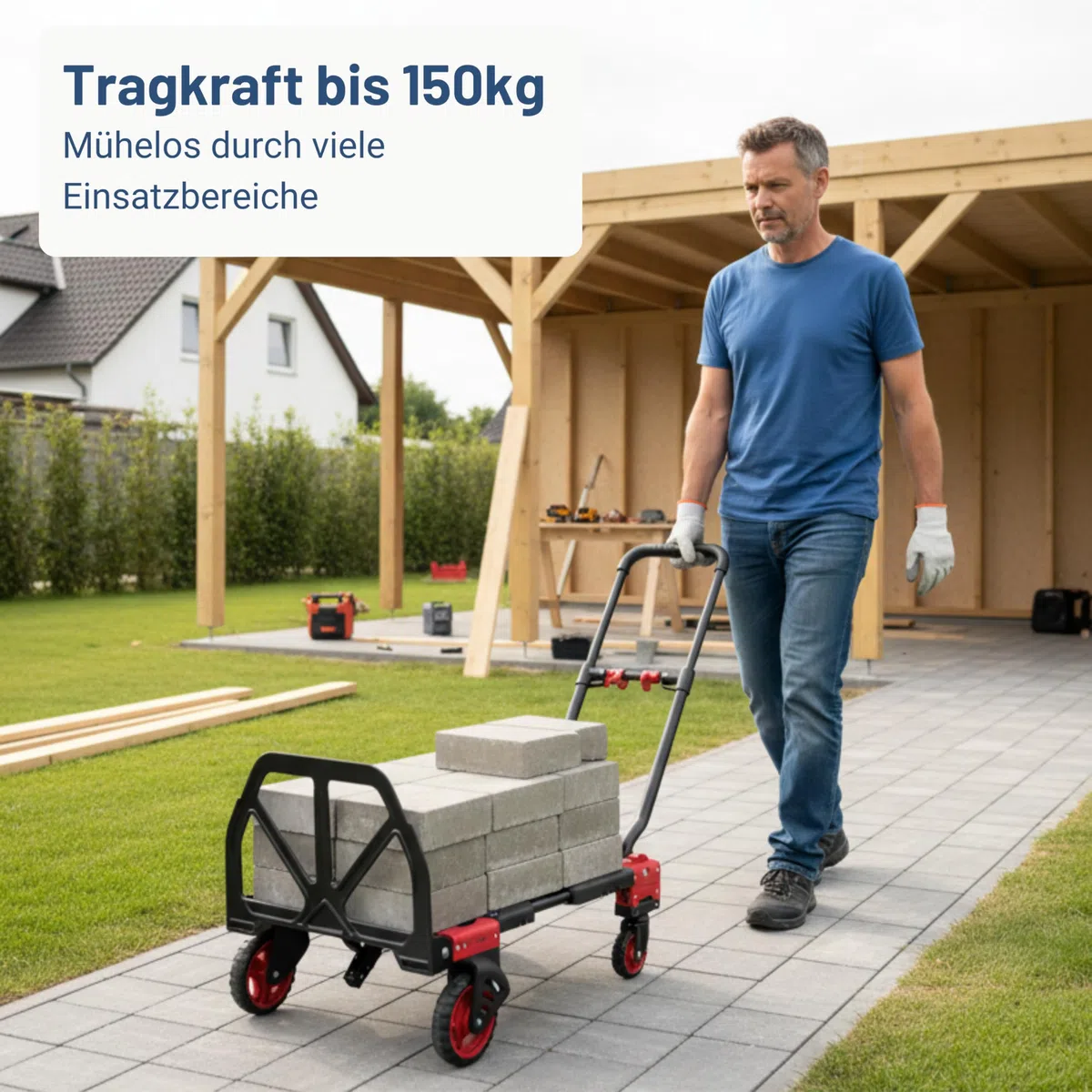 Pallit Sackkarre klappbar 150 kg - 2-in-1 Transportwagen & Plattformwagen, Robuster Stahlrahmen, Transportkarre für Umzug, Lager & Werkstatt