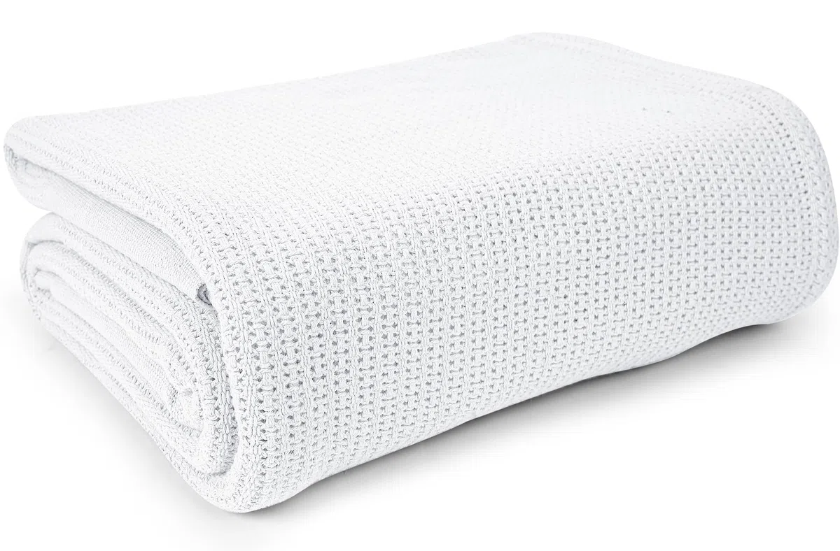 Linteum Textil-Krankenhaus-Thermodecke, 168 x 228 cm, 100% Baumwolle, atmungsaktiv, weich und gemütlich, offenzelliges Design, Bettdecke für Bett, Couch, Sofa-Überwurf für alle Jahreszeiten, 1,1 kg,