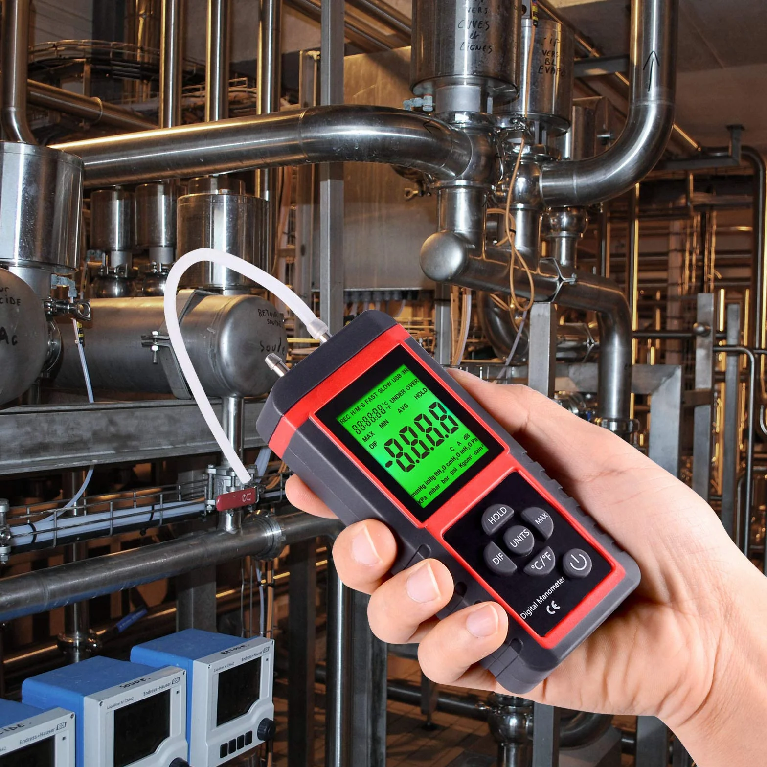 Ehdis Digital Manometer Luftdruck-Messgerät mit 32-Bit MCU 24-BitADC mit hoher Genauigkeit 12 Einheiten Speichern oder Halten