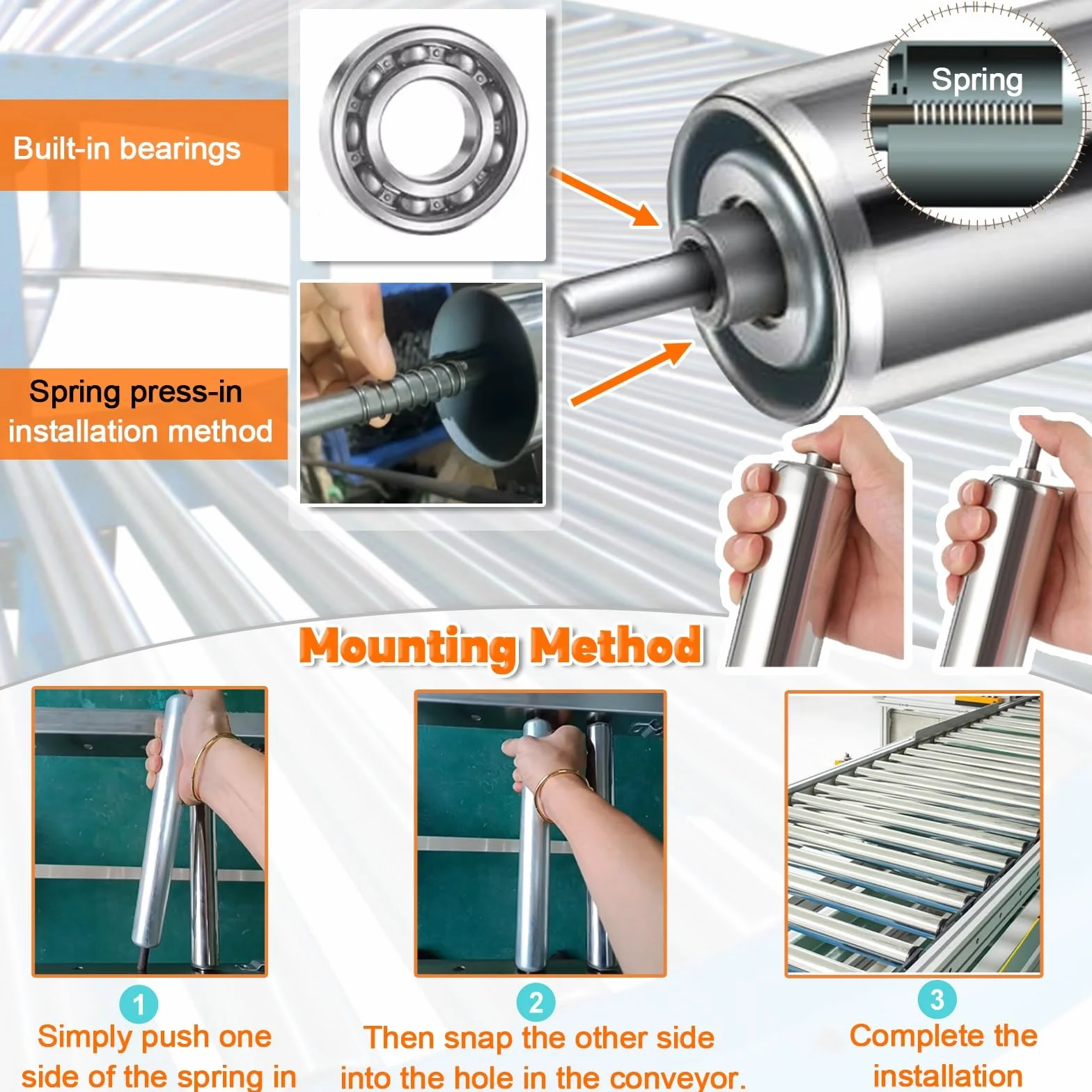 tragrollen förderband Durchmesser 1" 1,3" 1,5" 2" 2,4" Förderrollen für DIY-Projekte Industrie, 8 10 12 14 16 17 18 20 22 24 26 30 36 40 Länge Edelstahl-Schwerkraftförderer-Ersatzrohr, Vorschubtischro