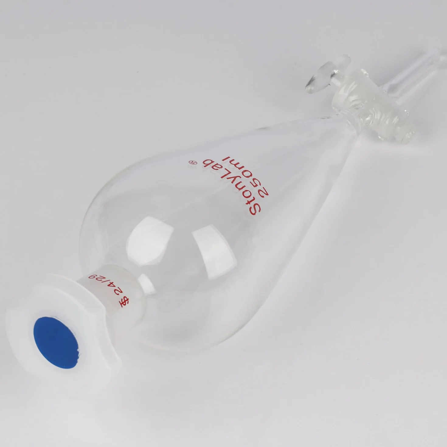 stonylab Scheidetrichter mit Glasabsperrhahn, Borosilikatglas 24/29 Schliff-Trichter für Präzise Flüssigkeitstrennung im Labor, 250 ml
