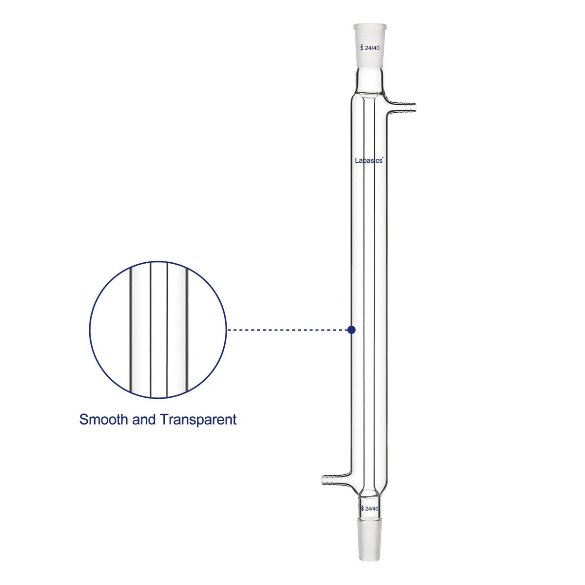 Labasics Borosilikat Glas Liebig Kondensator mit 24/40 Gelenk und 400mm Jacke Länge, Lab Glas Kondensator Glass Liebig Condenser