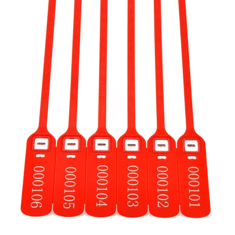 Nummerierte Sicherheits-Kabelbinder, Pull Tite Seals with Metal Insert Clip Lock, Security Shipping Seals, Length 400mm