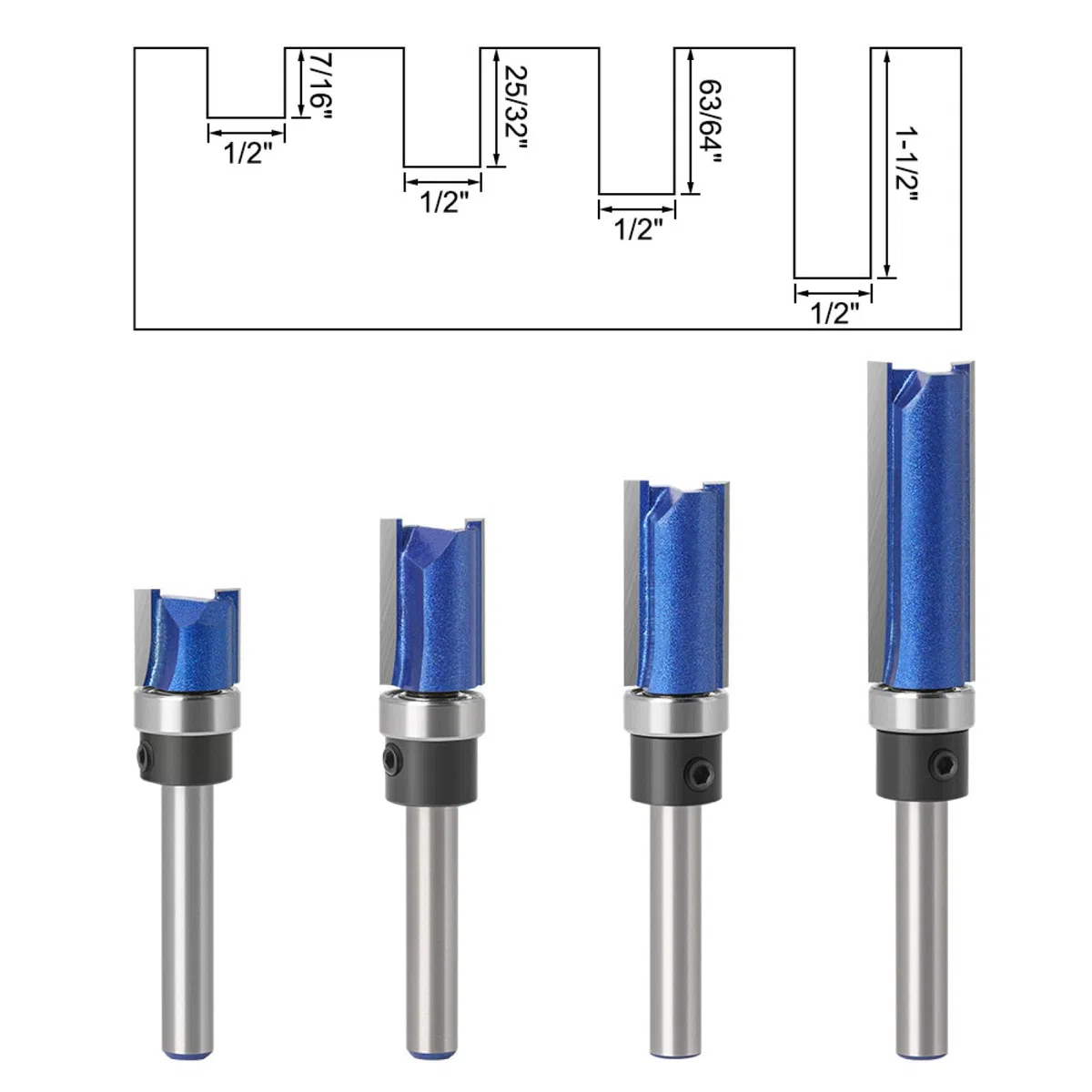 Schlitzen Gerades Messer Holzbearbeitung Fräser Trimmmaschine 1/4 Griff 6 Griff Lager Gerades Messer Kopierschneider,6mm Schaft
