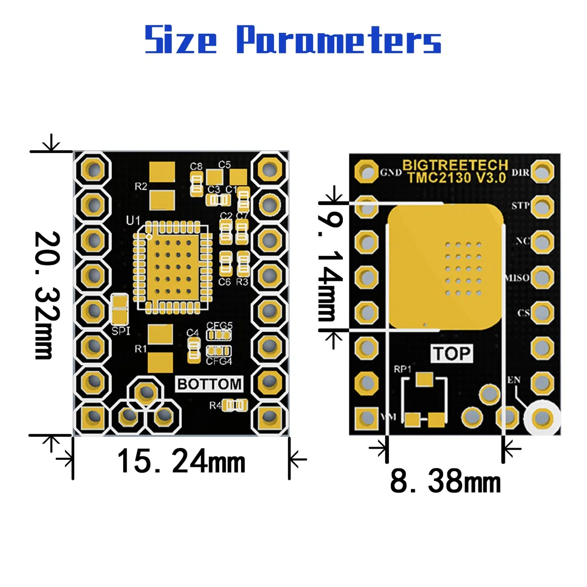 BIQU Ultra-Silence TMC2130 V3.0 SPI Schrittmotortreiber mit Kühlkörper für SKR 3 SKR 3 EZ SKR 2 SKR V1.4 Turbo SKR Pro V1.2 SKR V1.3 L Rampen 1.6/1.5 Control Board (4 Stück/Set)